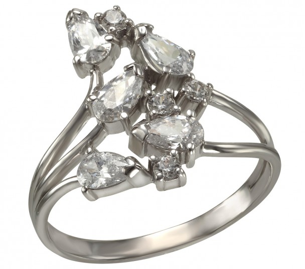 Серебряное кольцо с фианитами. Артикул 380415С  размер 17 - Фото 1