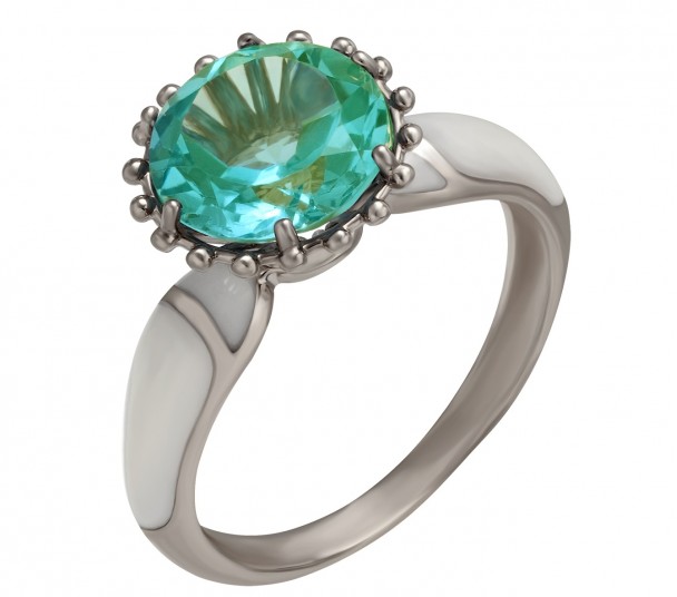 Серебряное кольцо с нанокристаллом и эмалью. Артикул 330683А  размер 16.5 - Фото 1