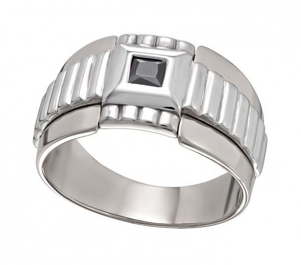 Серебряное кольцо с агатом и фианитами. Артикул 369582С - Фото  1