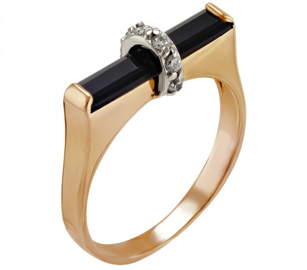 Золотое кольцо с фианитом. Артикул 350059 - Фото  1