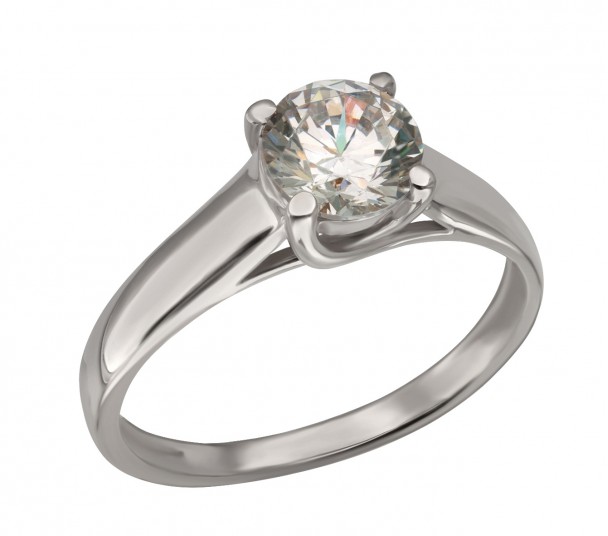 Серебряное кольцо с жемчугом и фианитами. Артикул 380352С - Фото  1
