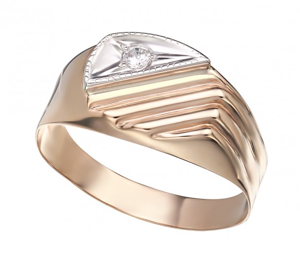 Золотое кольцо с агатом и фианитами. Артикул 379718 - Фото  1