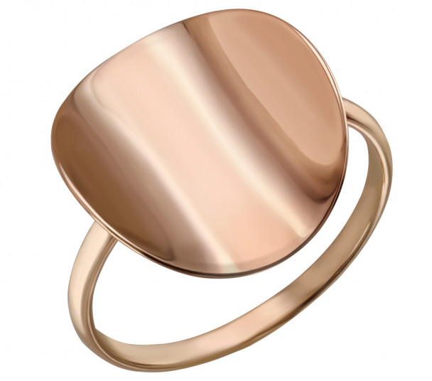 Перстень-печатка из красного золота с алмазной гранью. Артикул 391083 - Фото  1