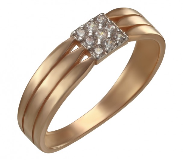 Золотое кольцо с агатом и фианитами. Артикул 369598 - Фото  1