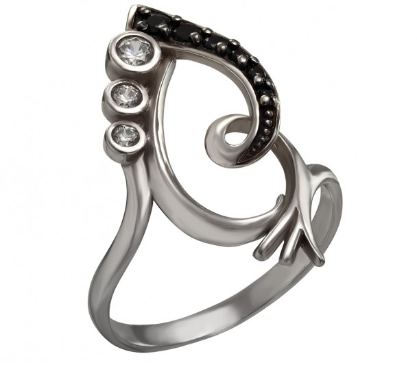 Серебряное кольцо с фианитами. Артикул 380144С - Фото  1