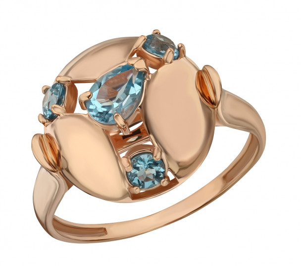 Золотое кольцо с фианитами и эмалью. Артикул 380218Е - Фото  1